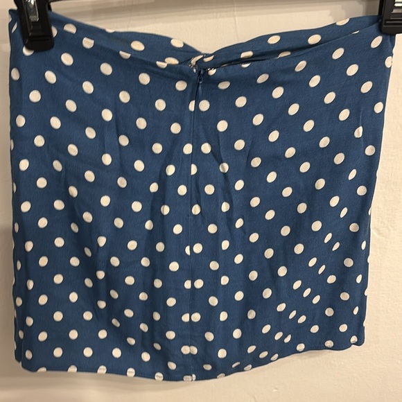 Reformation Colbi Top & Skirt Set Blue Polka Dot Size 0 - Picture 8 of 10